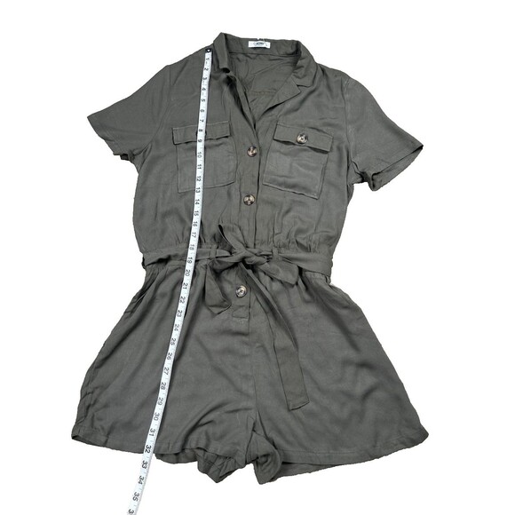 CI SONO Los Angeles Women's Safari Romper Large Olive Green Collared Pockets NWT - Picture 4 of 9